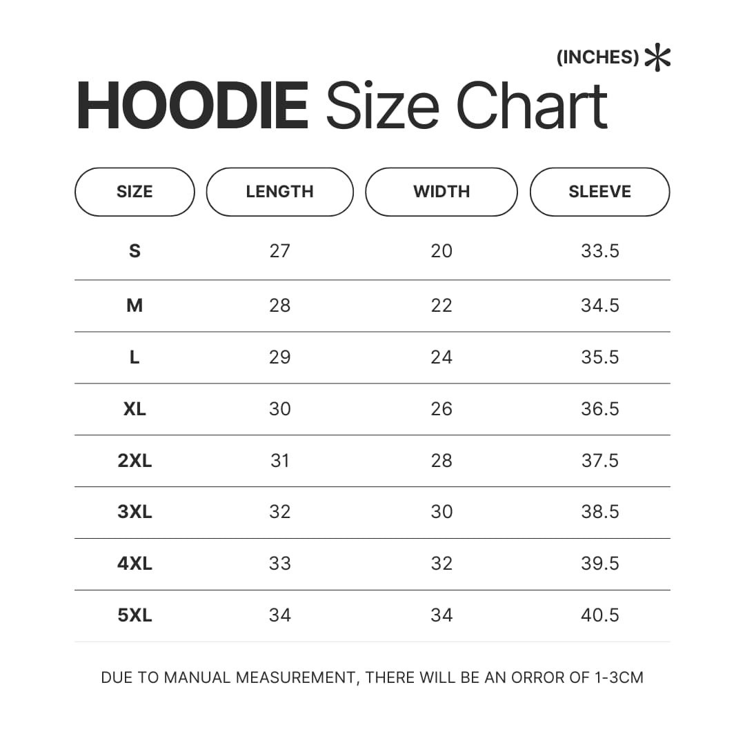 Hoodie Size Chart - 2hollis UK Shop