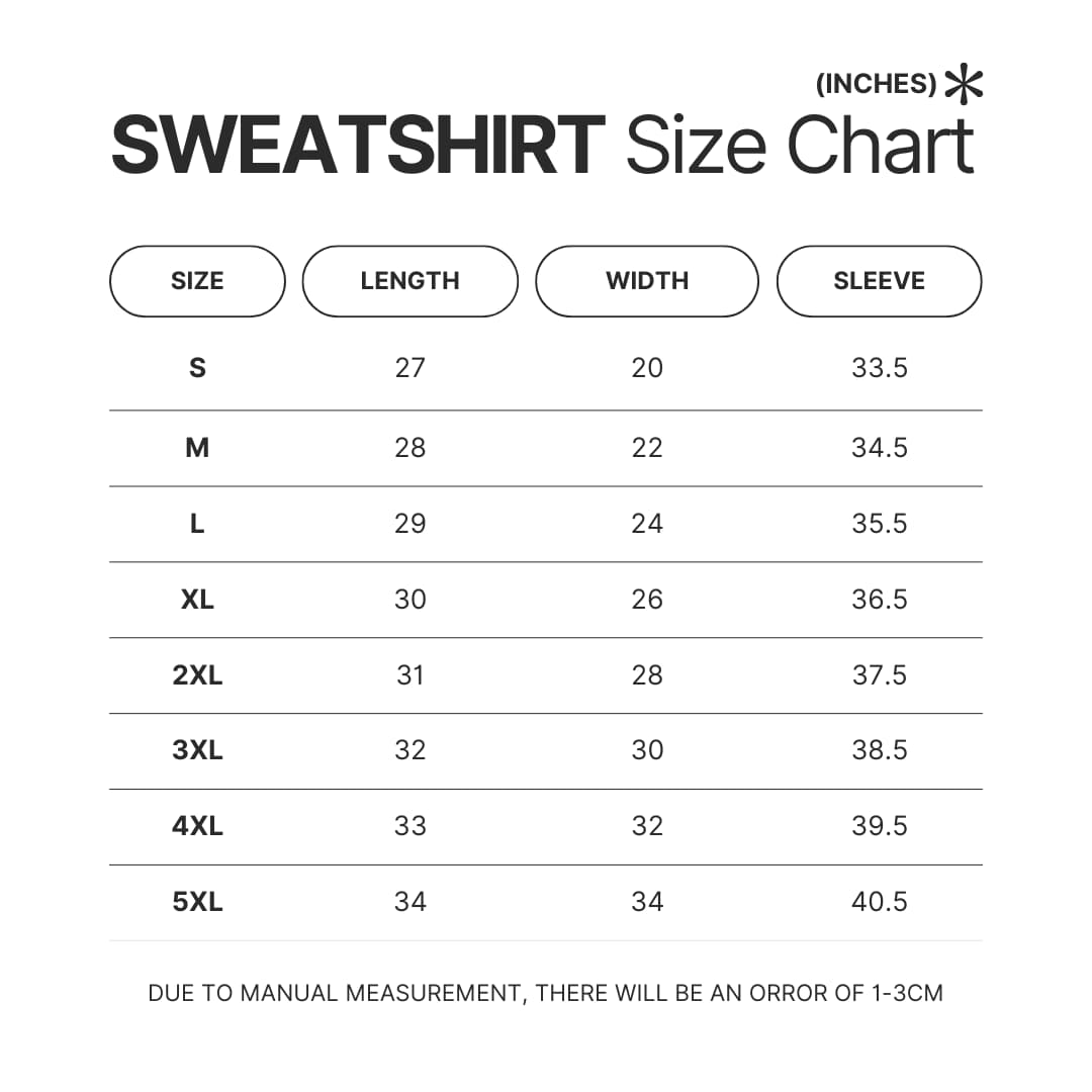 Sweatshirt Size Chart - 2hollis UK Shop