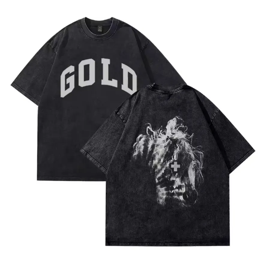 2hollis Gold Mineral Wash T-Shirt